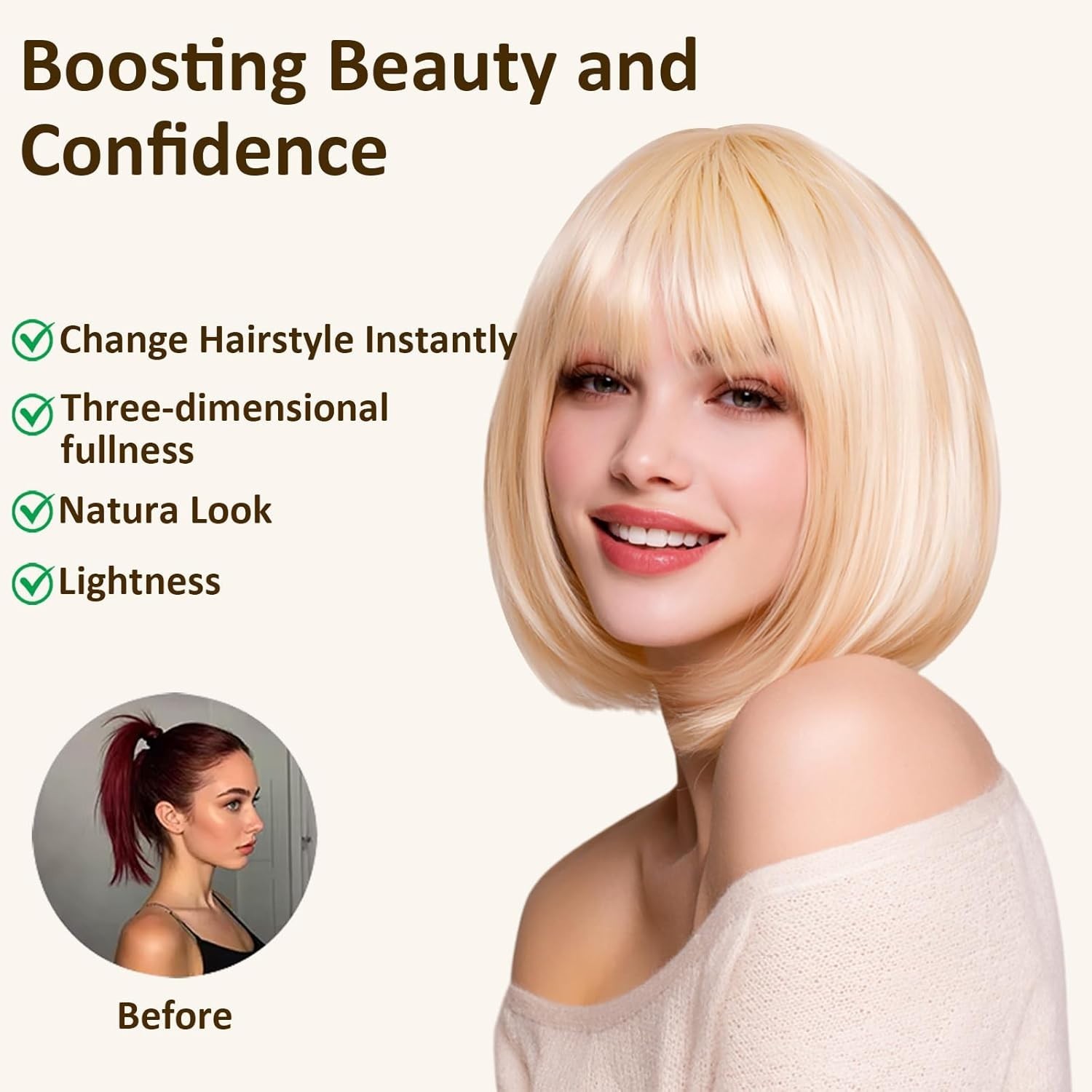 12″ Blonde Straight Bob Wig for Women Cosplay Party 105E668780