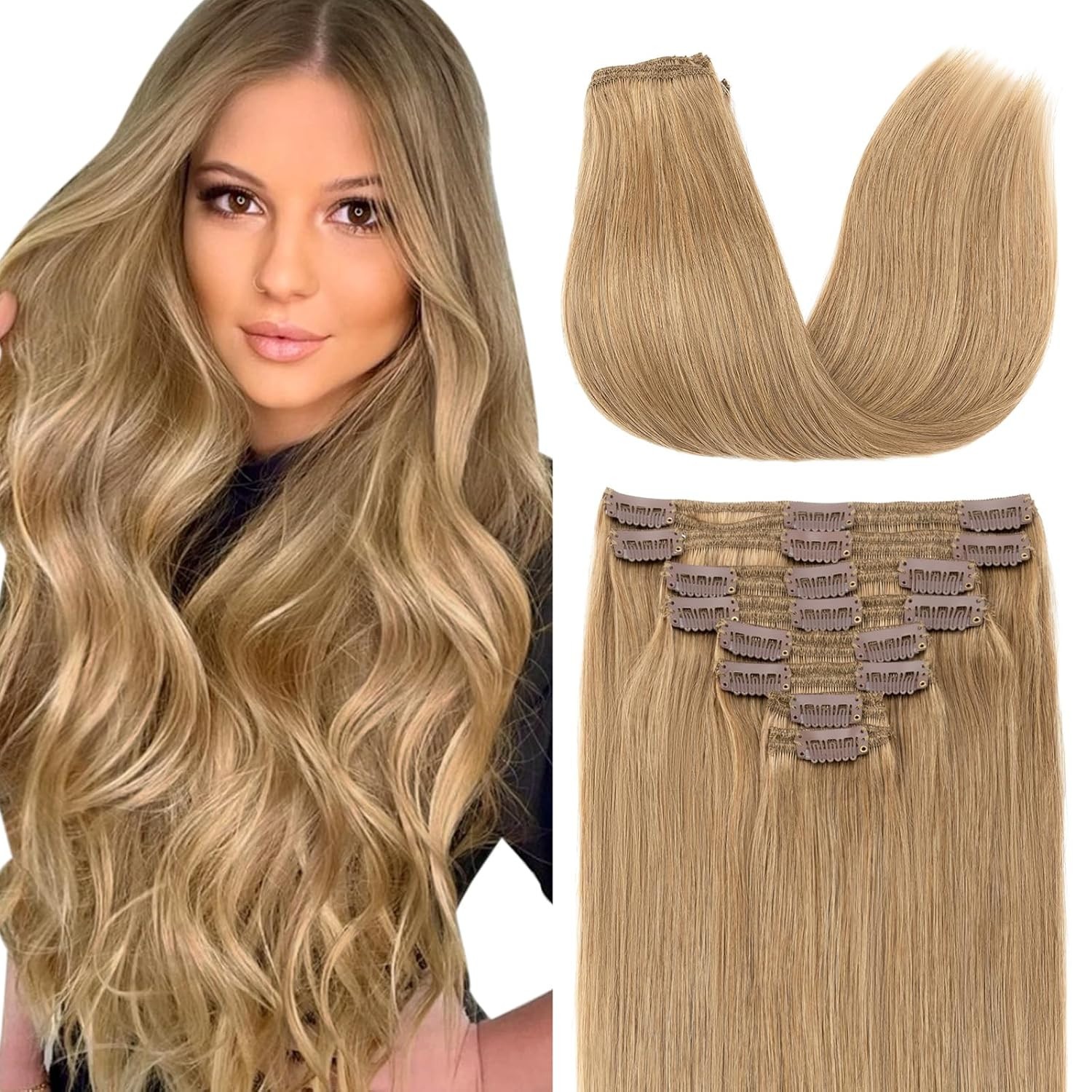 Clip In Hair Extensions Human Hair Invisible Remy Thick Highlight Fashion Hair