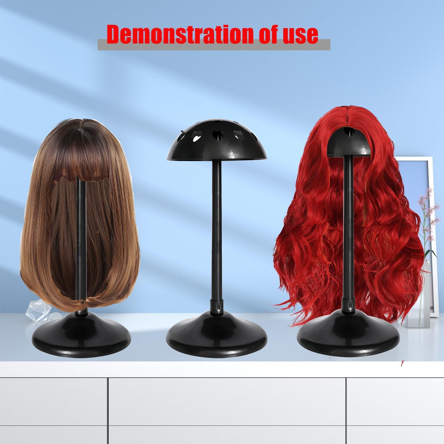 Wig Stand Adjustable Wig Holder with Lace Non-Slip Wig Head Display for Styling