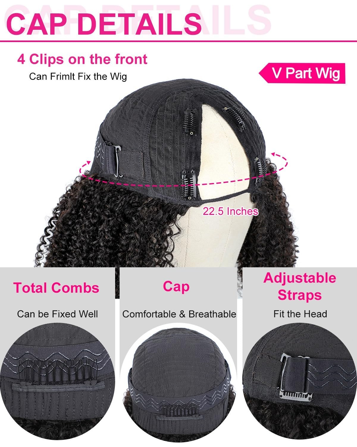 V Part Human Hair Afro Curly Minimal/No Leave Out Upgrade U Part for Black Women