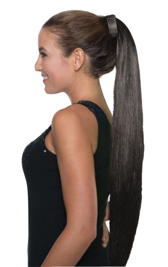 24″ Fashion 38320 Pony Tail Clip Wrap Extension black straight woman girl hair