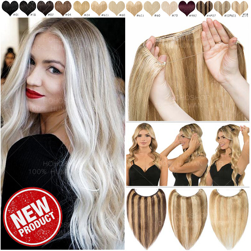 THICK Secret Headband Wire In REAL Remy Human Hair Extensions Blonde Ombre 110g