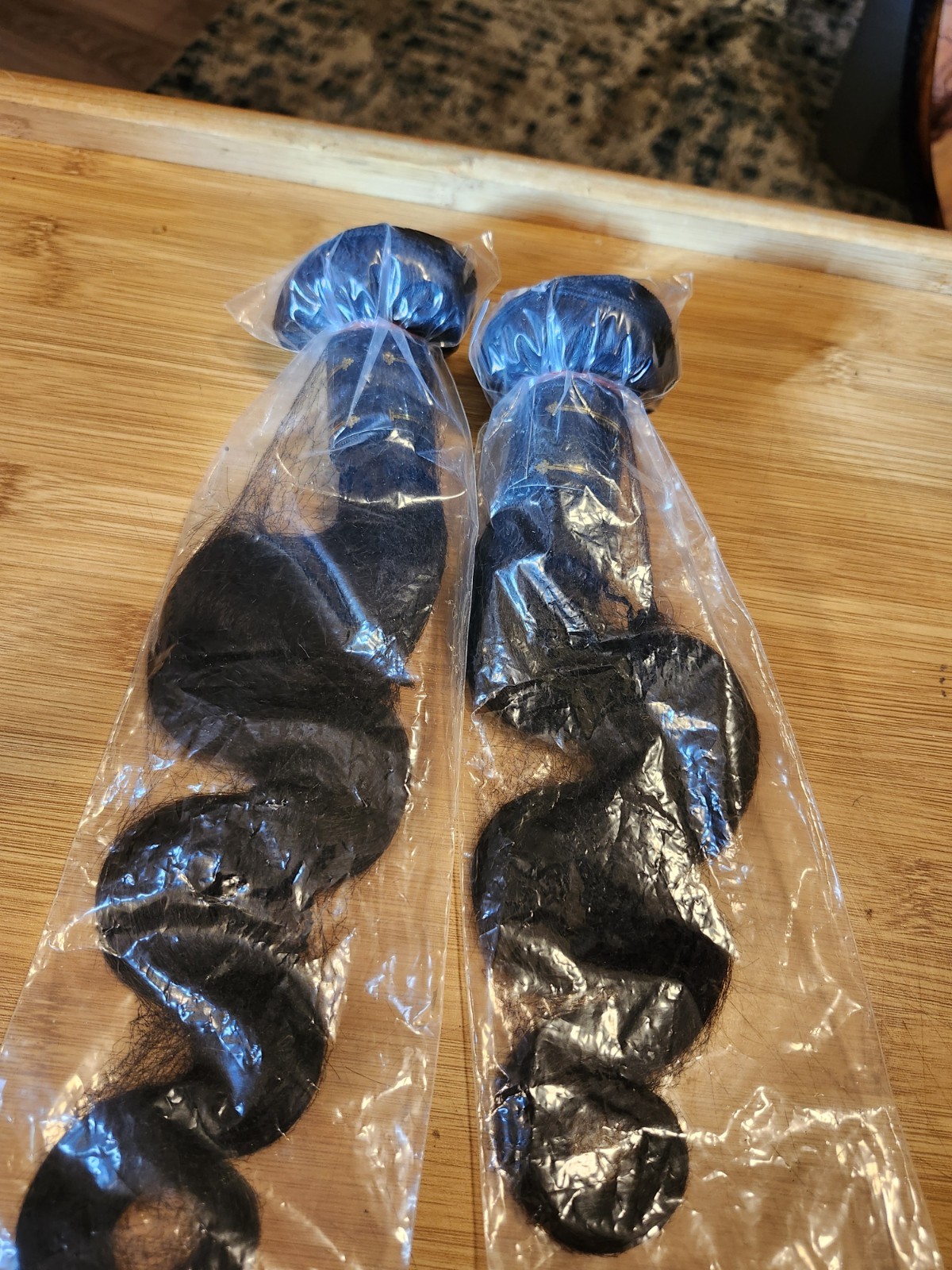 Amella Human Hair Extension 16 & 18 inch Virgin Hair Black Wavy