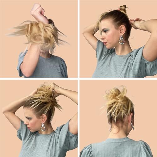 Synthetic Fiber Hairpiece Scrunchie Scrunchy Updo Slightly Wavy black #1 G1B