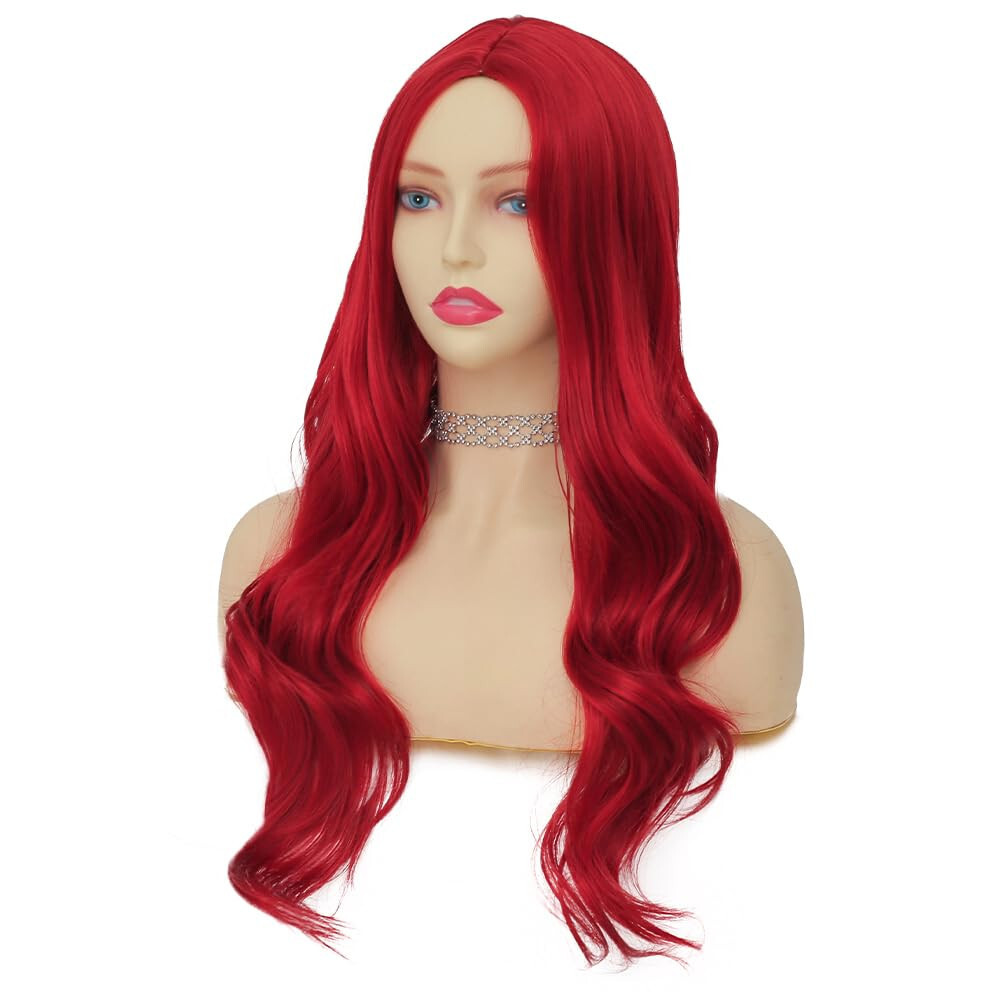 Earin 22″ Long Red Wavy Wig Center Part party girl cosplay celebrity actress