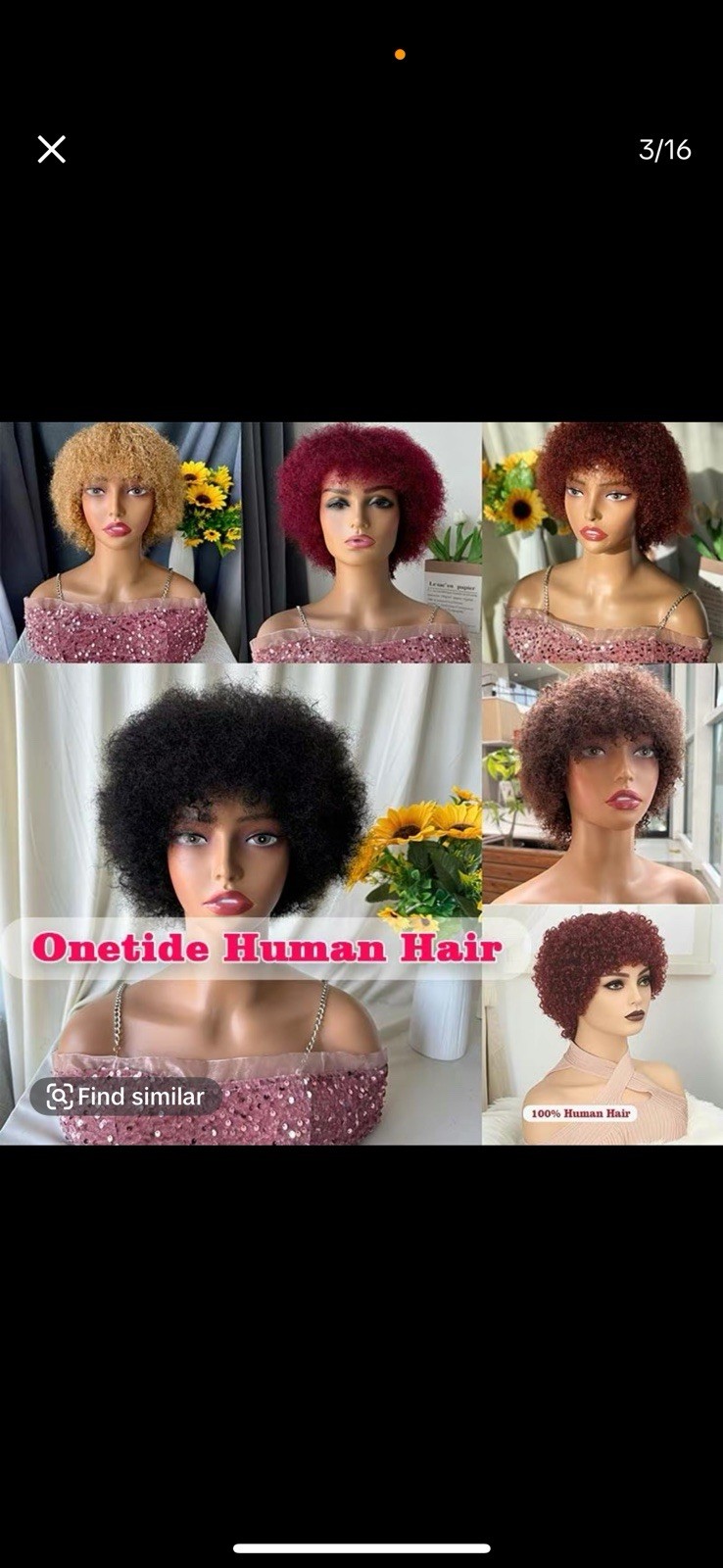 Onetide Human Hair Curly Lace Front Wig, 36in, Multi-Color for Women
