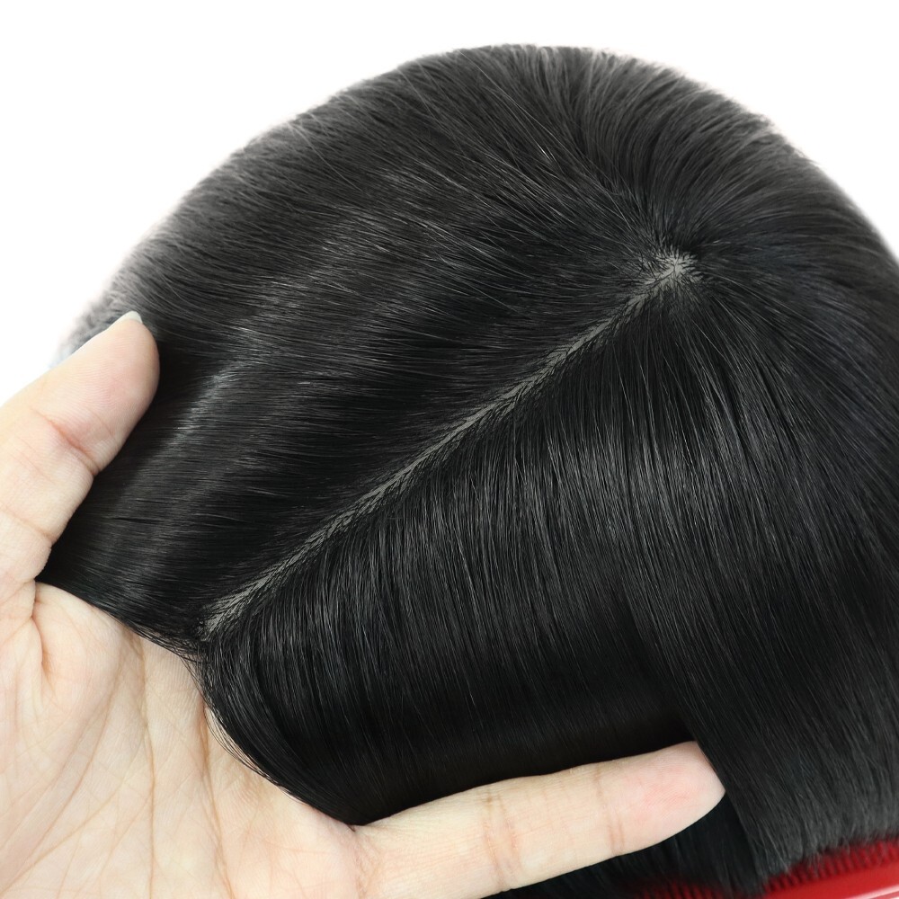 Women Wigs Chinese Remy Human Hair Silk Top Quality Wigs Medium Black Hair Wig#1
