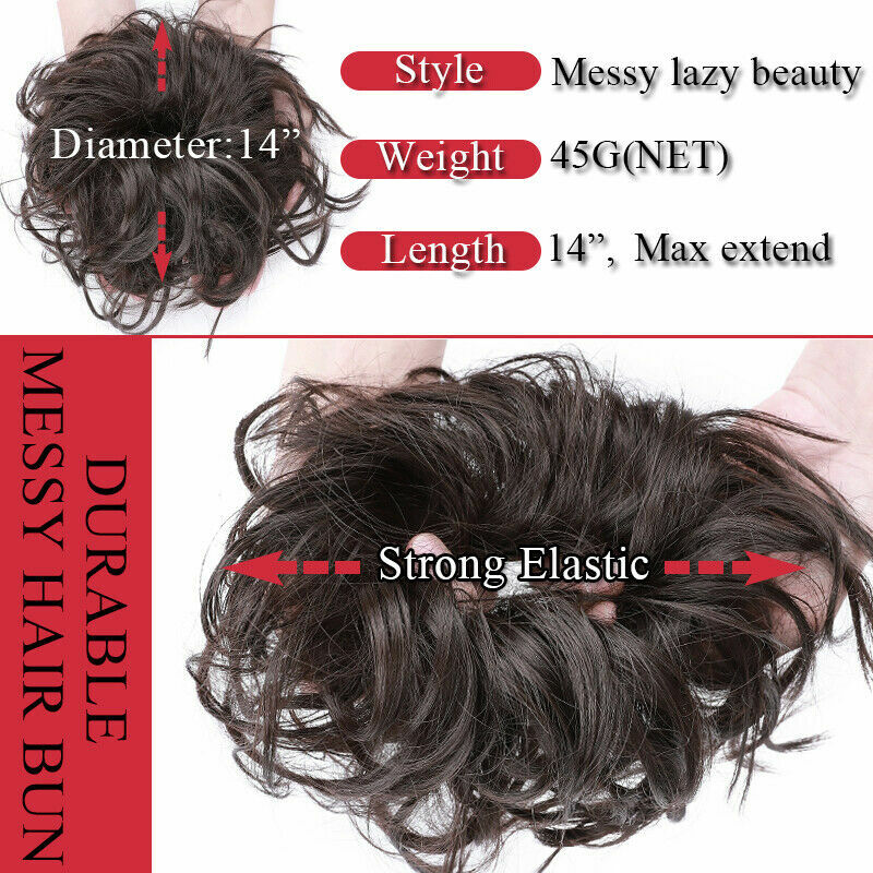 45g Messy Bun Scrunchie Hair Piece False Updo Cover Hair Extensions Curly Bun US
