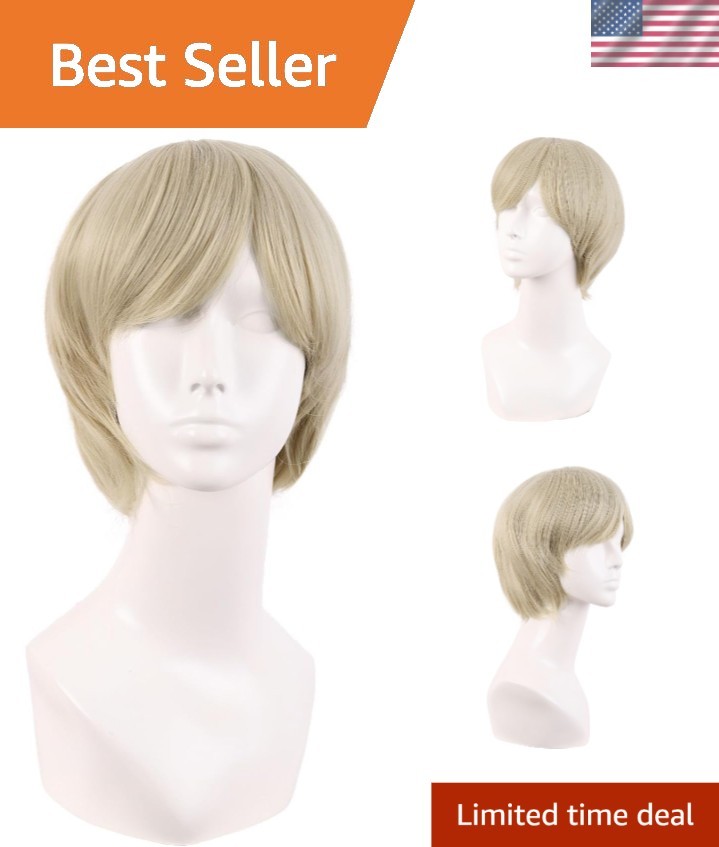 10 Inch Blonde Wig for Men with Side Bangs – Effortless Stylish Transformation