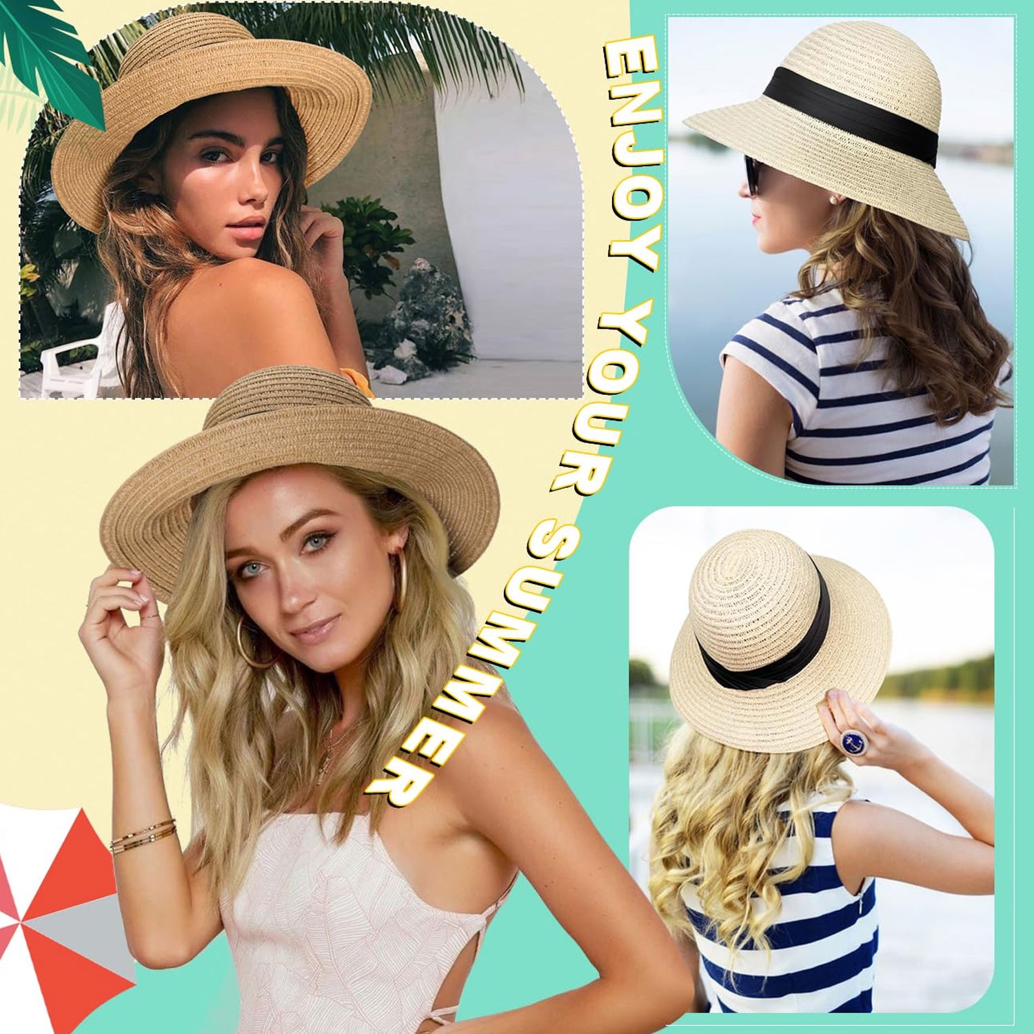 Cap with Hair Attached For Women Wigs Sun Hat with Hair Long Wavy Hair Synthetic