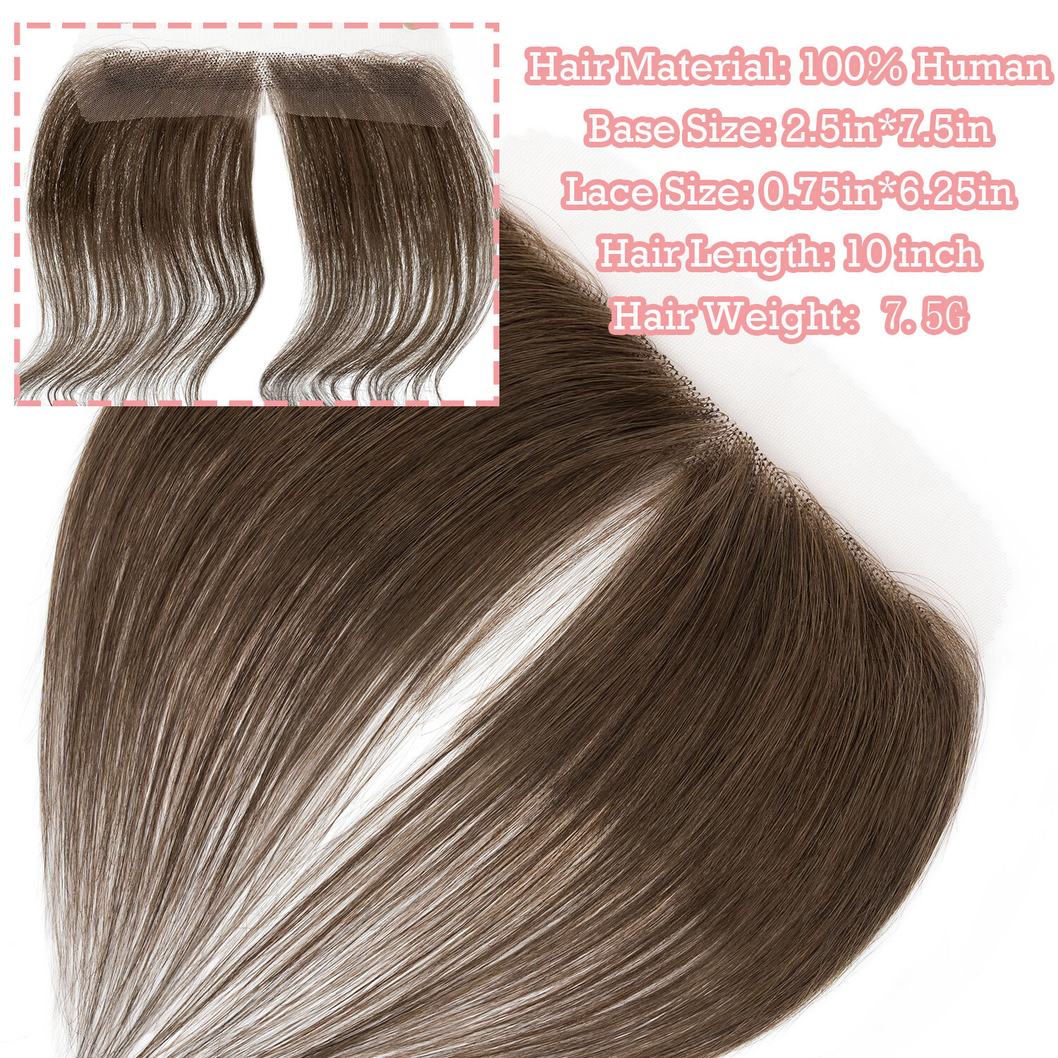 USA FULL LACE HAND-TIED FRONT HAIRLINE HUMAN HAIR PATCHES Hairpiece Women Topper