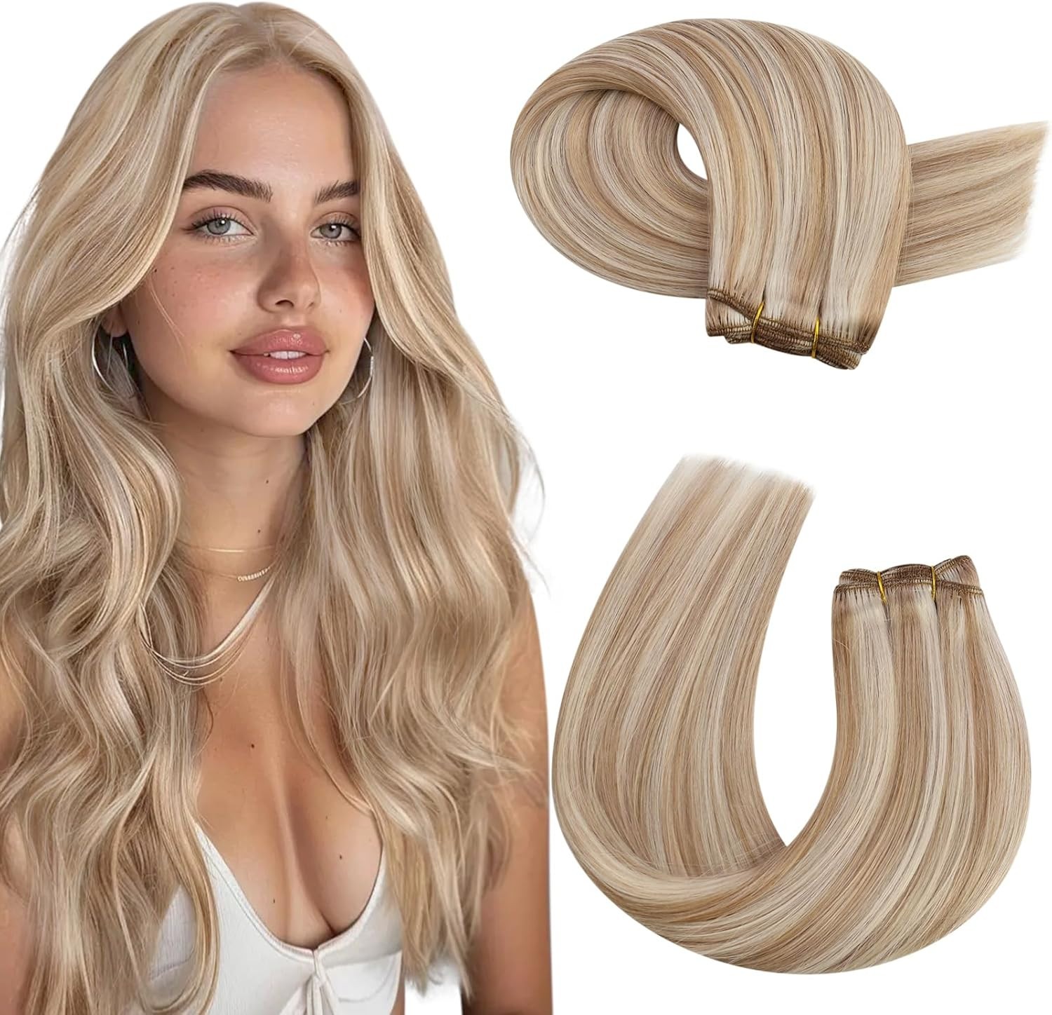 Thick Weft Real Human Hair Extension Full Head Human Hair Remy Weave Colored