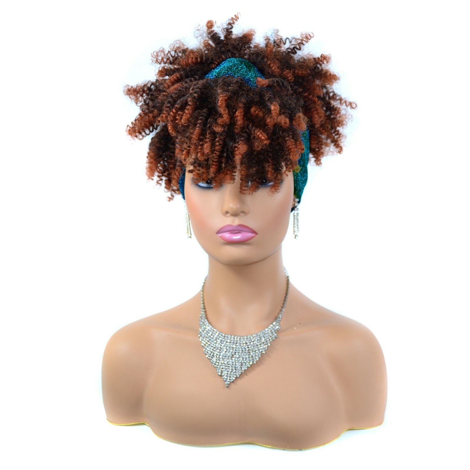 Synthetic Afro Hair Headband Wigs Wrap Wig Curly Bangs Lady Cosplay Party Wig US