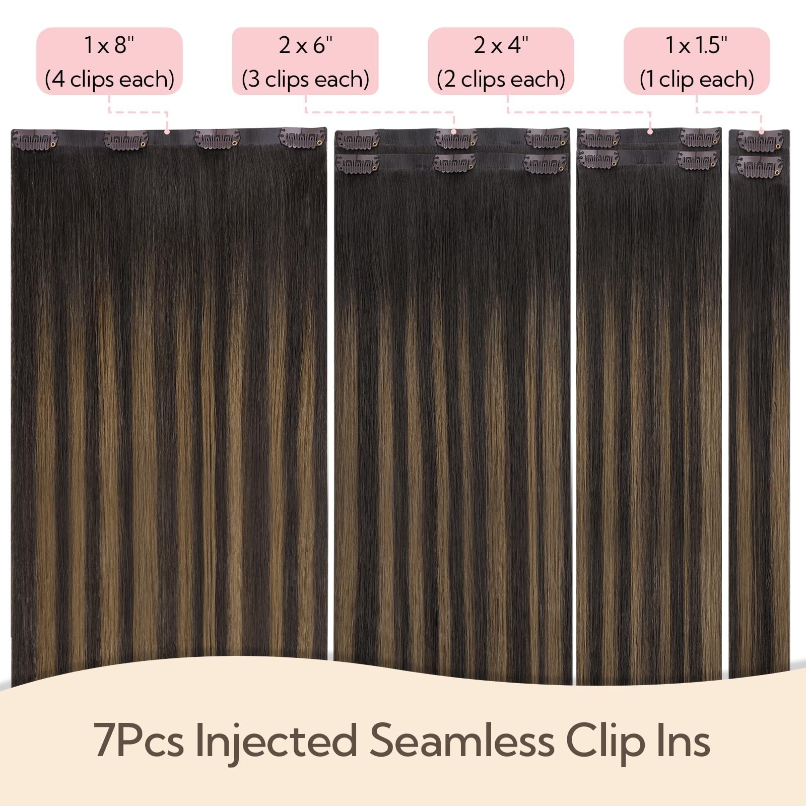 Hotbanana Invisi Edge Clip In Hair Extensions 16Inch 130G Injected Seamless