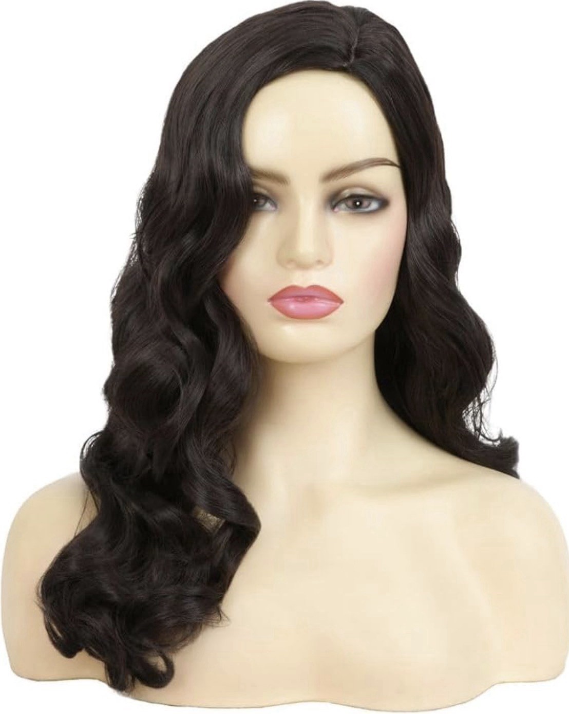 Black Curly Wavy Wig For Women Long Finger Wave Heat Resistant Fiber Synthetic