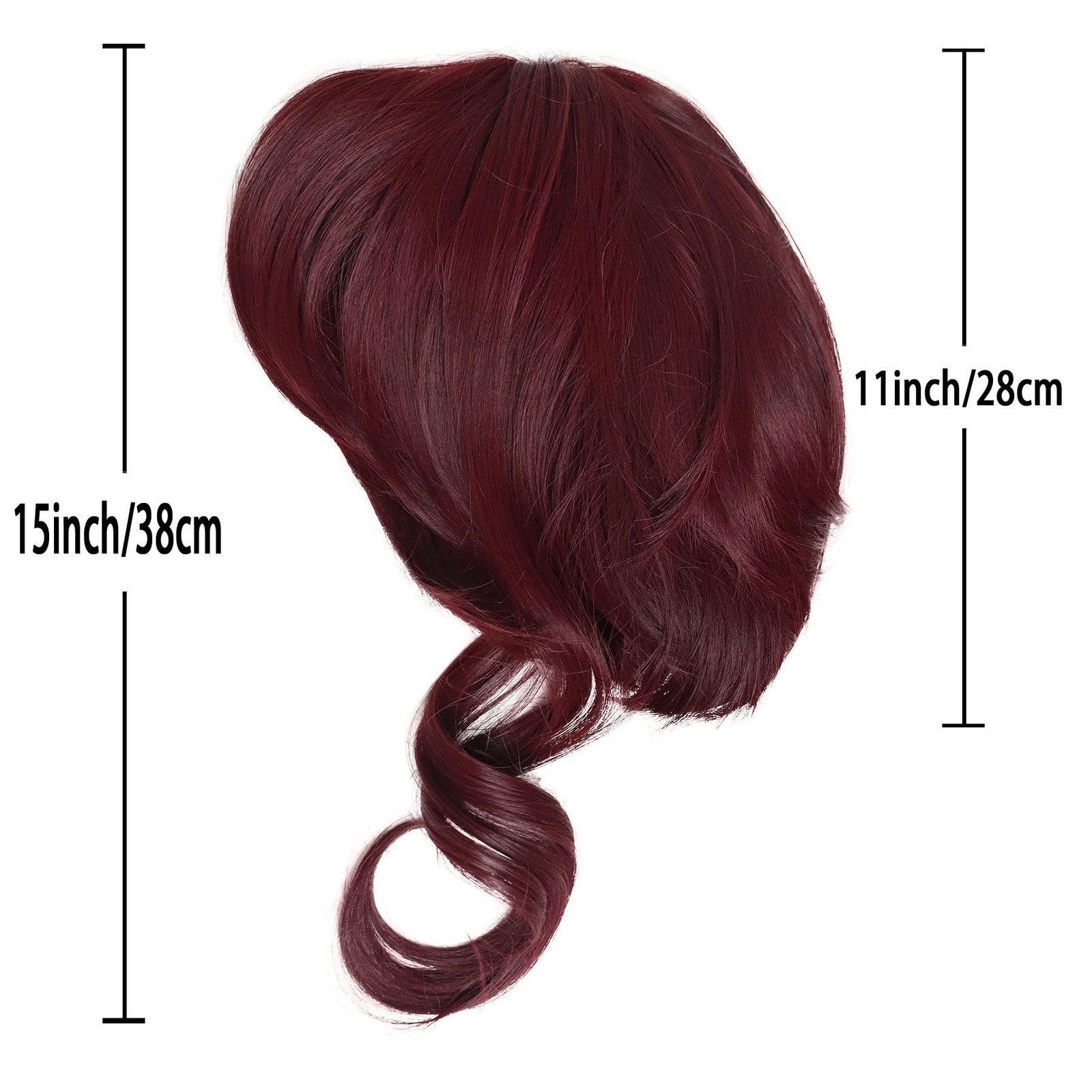 Short Wine Red Wigs for Women with 27 inch Long Ponytail in Deep Burgundy wit…