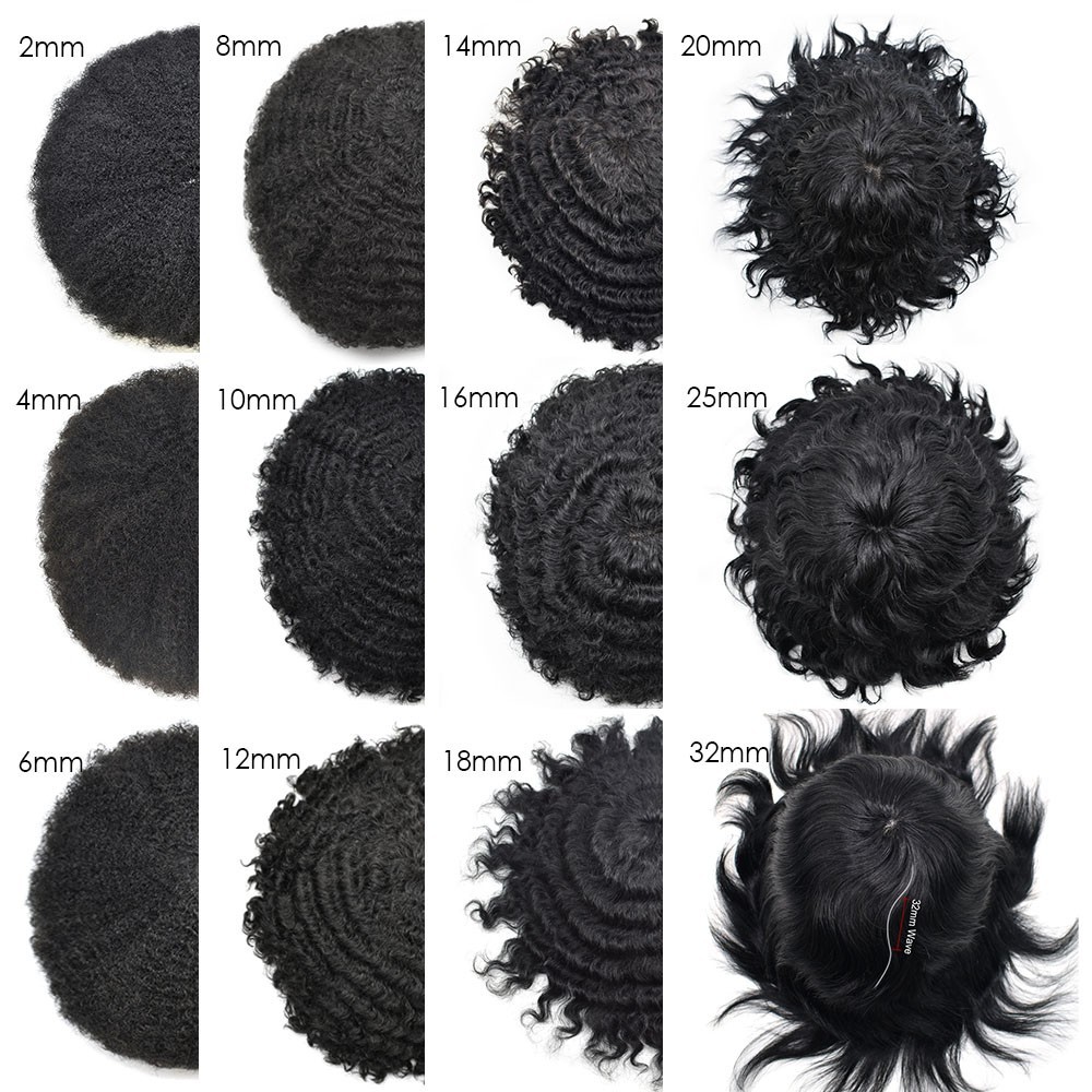 French Lace Men’s Human Hair Piece Afro Toupee for Black Men Kinky Curly Men Wig