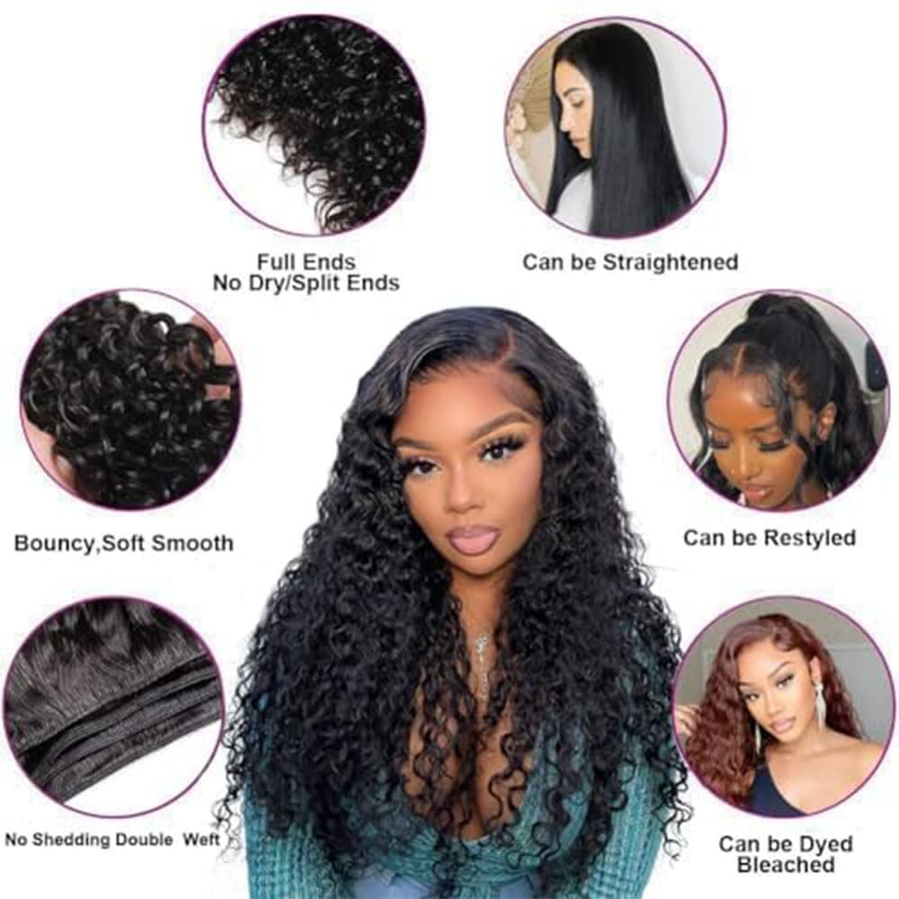 Unilo 14 16 18 Inch Water Wave Bundles Human Hair 100 Unprocessed Curly