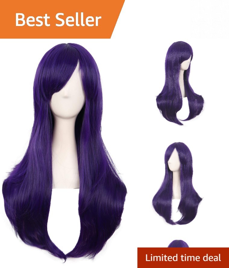 Women’s Adjustable 28 Inch Dark Purple Curly Hair Wig for Cosplay & Style