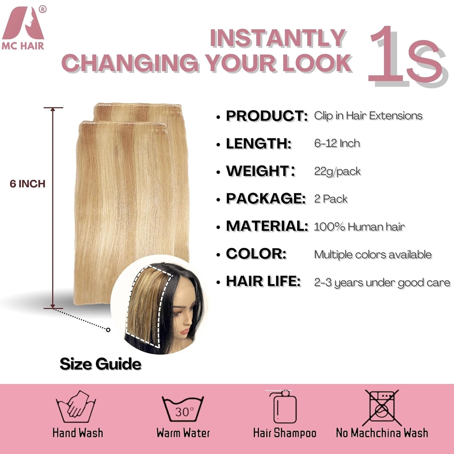 Human Hair Extensions Short Clip In Hair Pieces for Women Volume 6 Inch Dark …