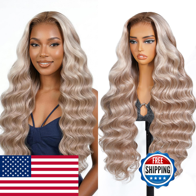 Teslal Ash Blonde Wig Human Hair Blend Wear And Go Glueless Wigs Pre Plucked