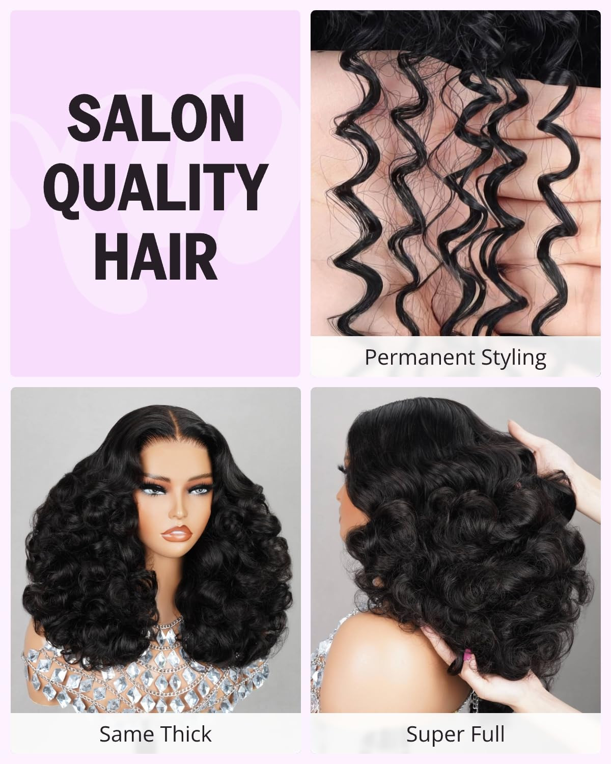 Bouncy 18″ Curly HD Lace Closure Wig – 220% Density, Pre-Plucked & Glueless