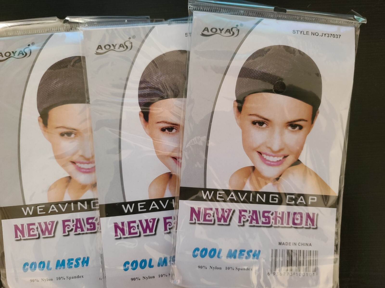 New Fashion JY37037 3 Pack Cool Mesh Weaving Cap Wig One Size Fits Most Nylon