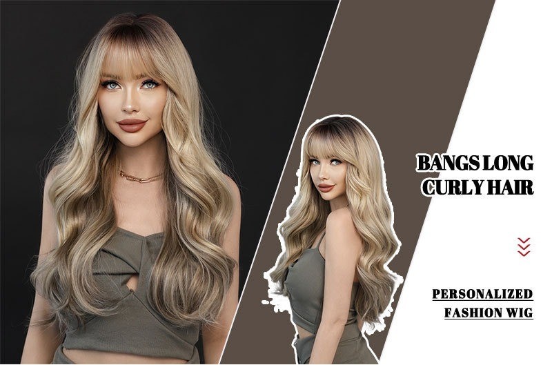Gradually changing natural blonde long wavy hair synthetic rose net