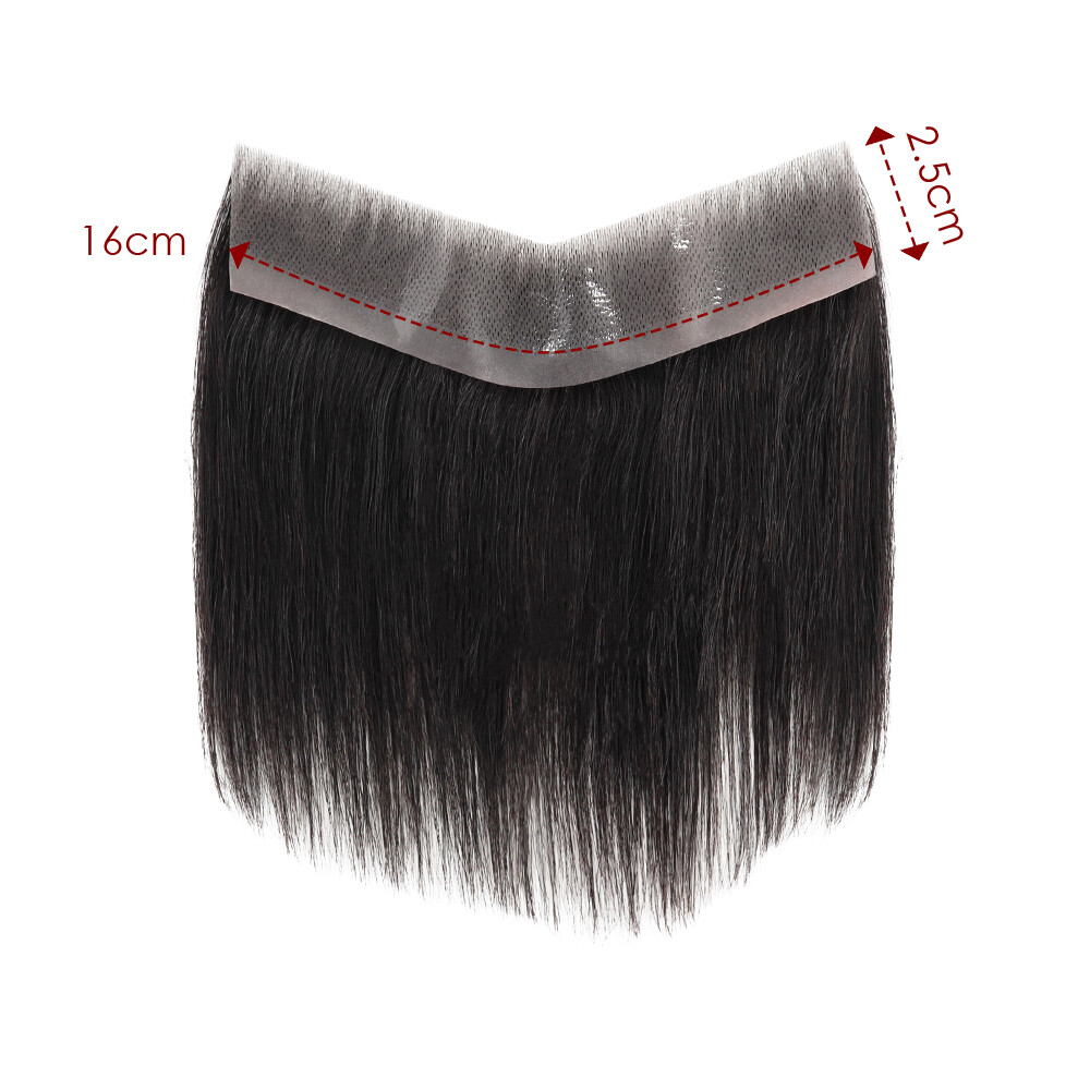 Mens Frontal Thin Skin V Loop Human Hair Natural Black Fringe Receding Hairline