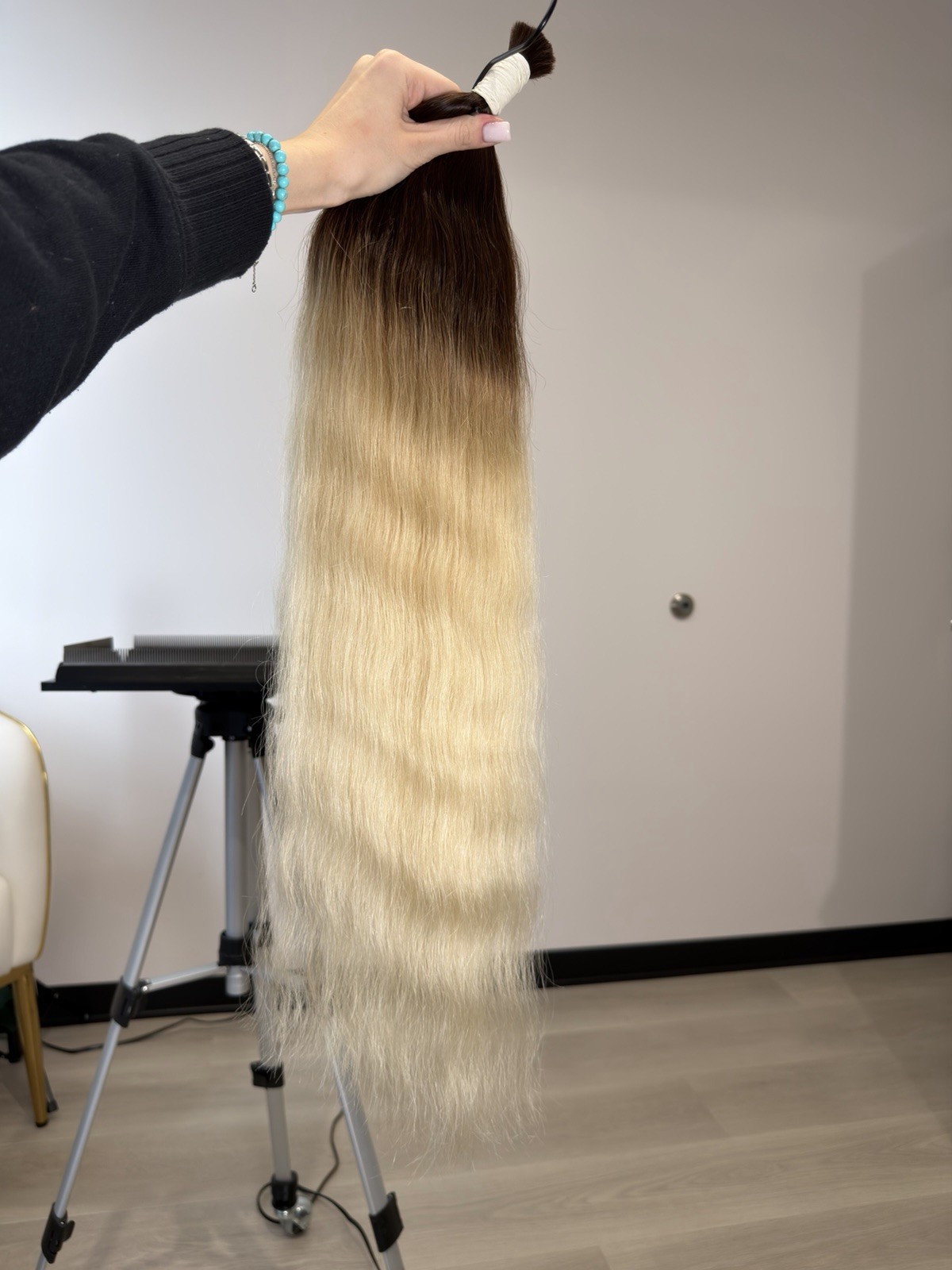 Ombré Dark Brown to Light Blond Human Hair Extension bulk 70cm 93g