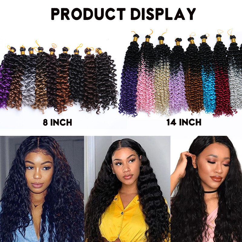 US Curly Water Wave Braids Twist Crochet Braiding Hair Extensions Ombre as Human