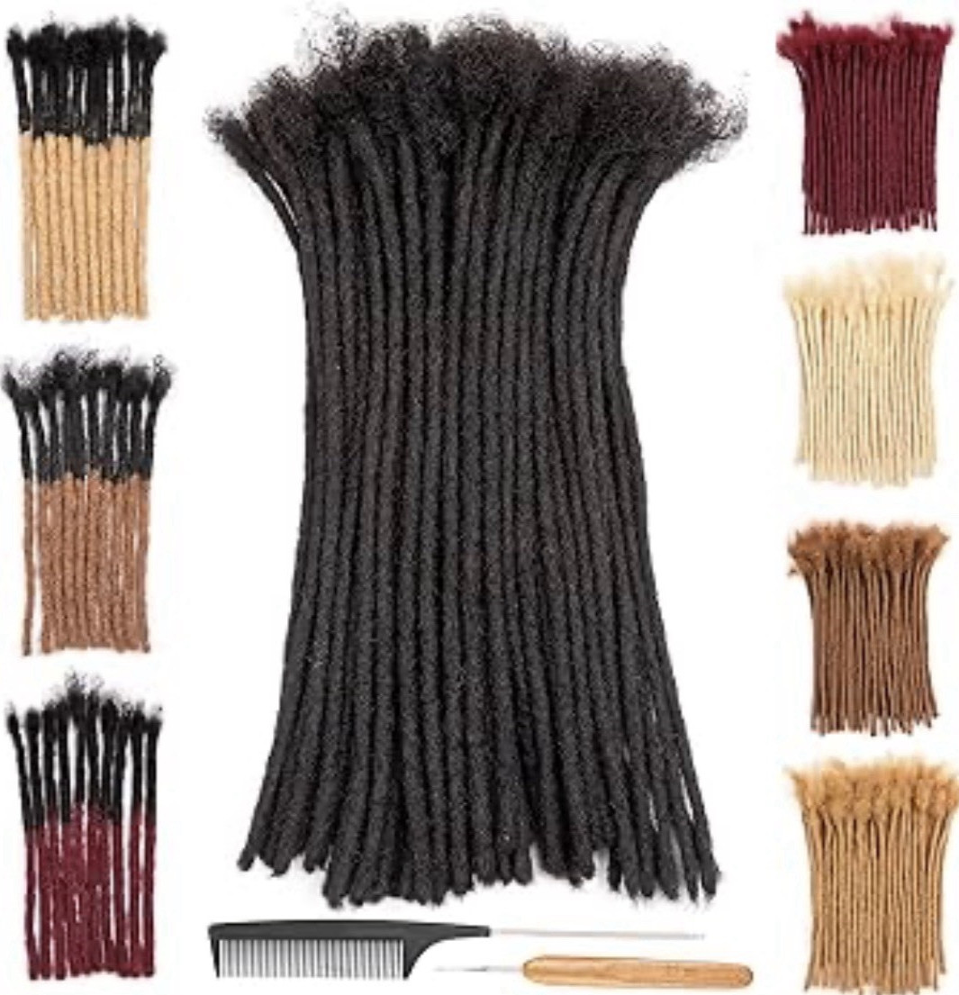 DAIXI 10″ Human Hair Dreadlock Extensions 40 Strands 0.6cm Handmade