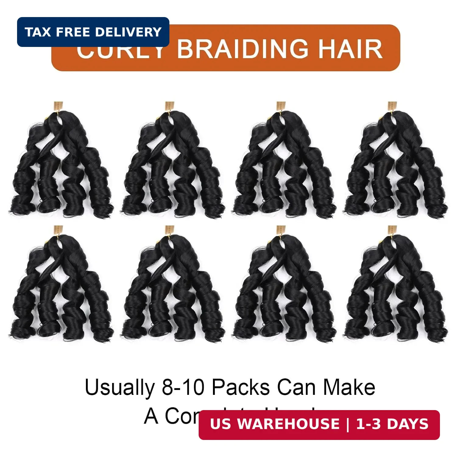 French Curly Braiding Hair 18 Inch 8 Packs Curly Braiding Hair Pre Stretched for