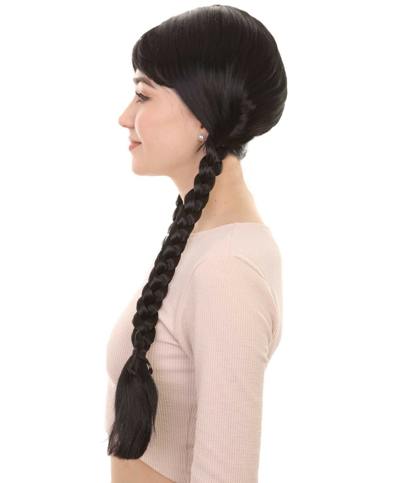 Renaissance Dutch Girl Black Wig Historical Maiden Braid Drama Medieval HW-2738