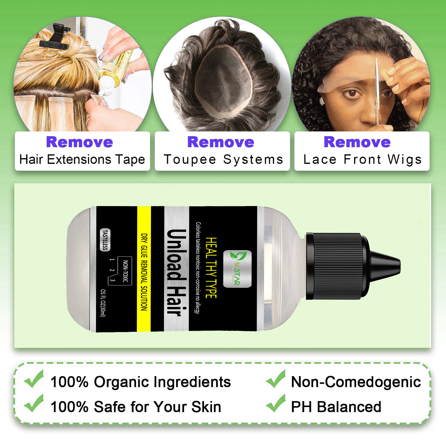 Lace Wig Adhesive 1.3 oz Glue and Glue Remoevr 1.0 oz for Hair Replacement Wig
