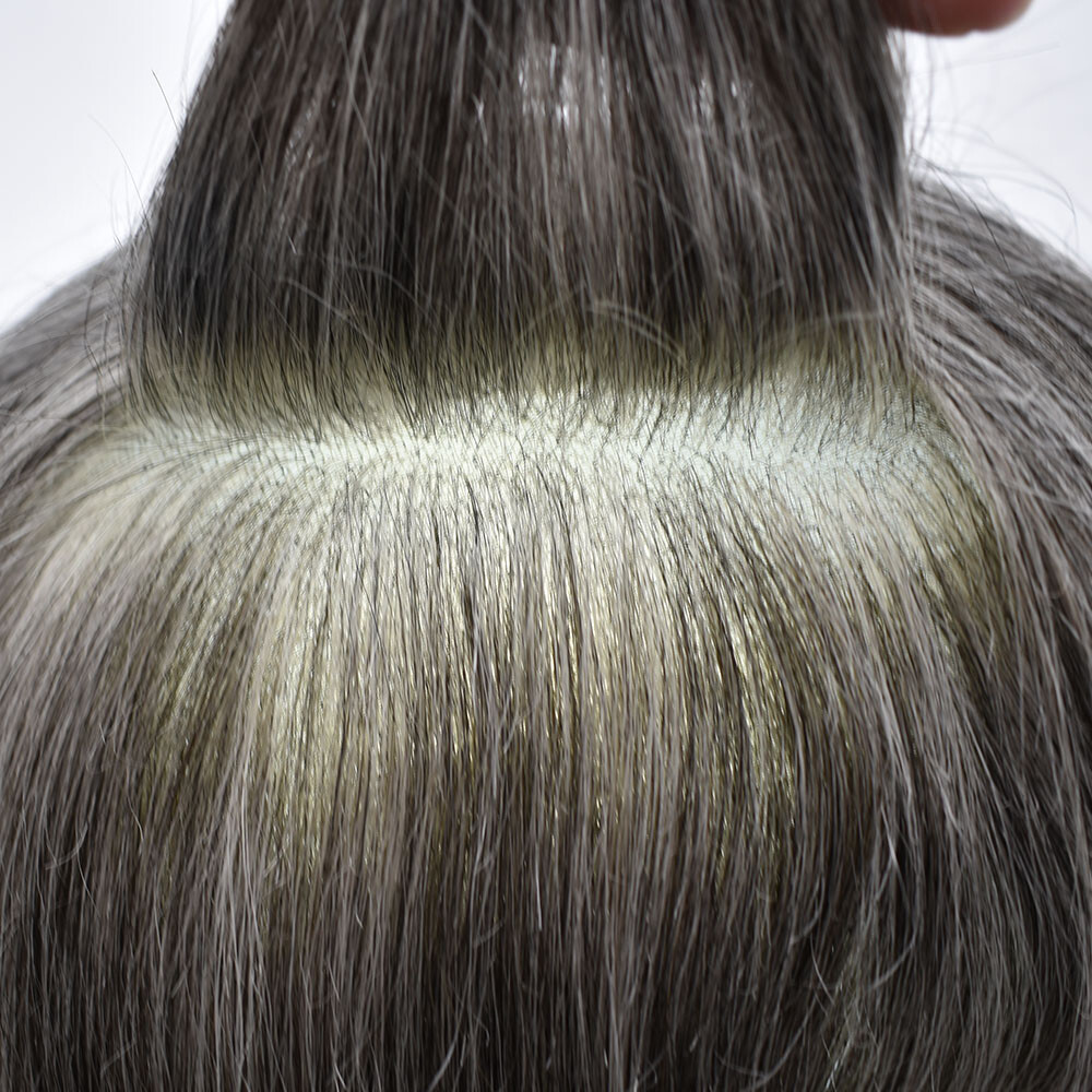 US Mens Toupee French Lace Hairpiece Poly Pu Skin Around Hair System Replacement