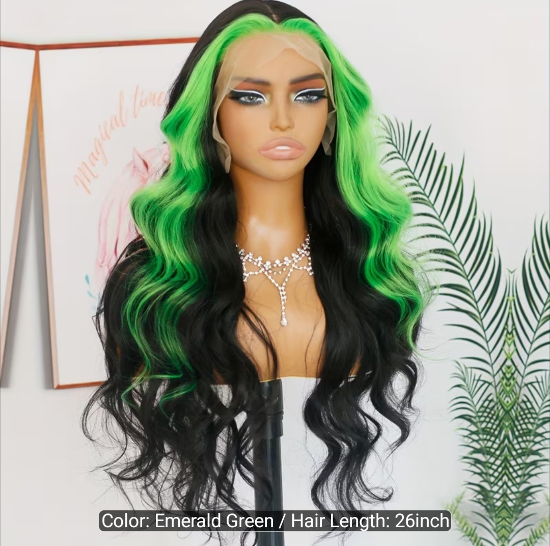 WOMEN’S 26″ INCHES 13×6 HIGHLIGHT GREEN SYNTHETIC LACE FRONT WIG