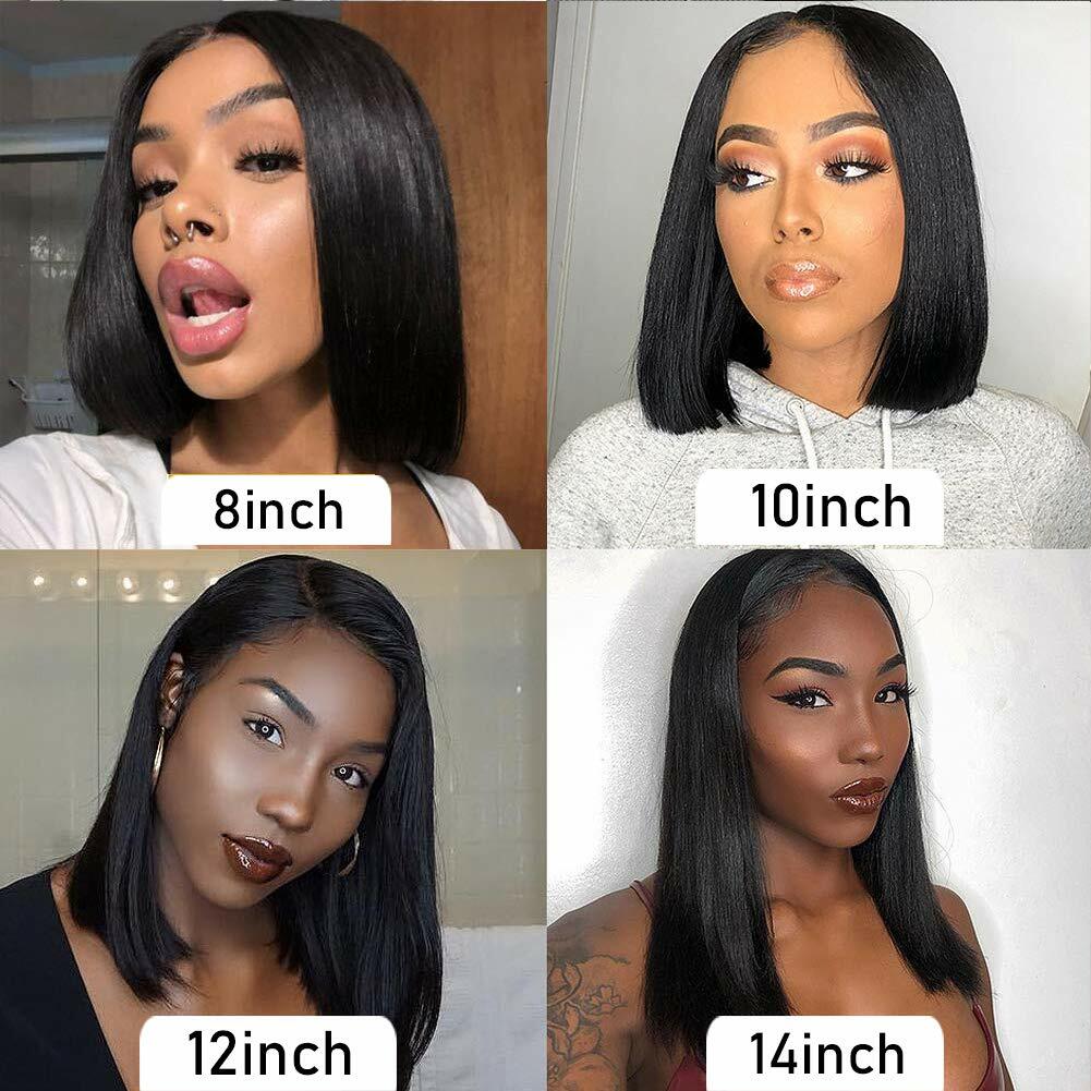 Lace Closure Wigs Bob Straight 4*4 lace middle part 100 Human Hair For Women