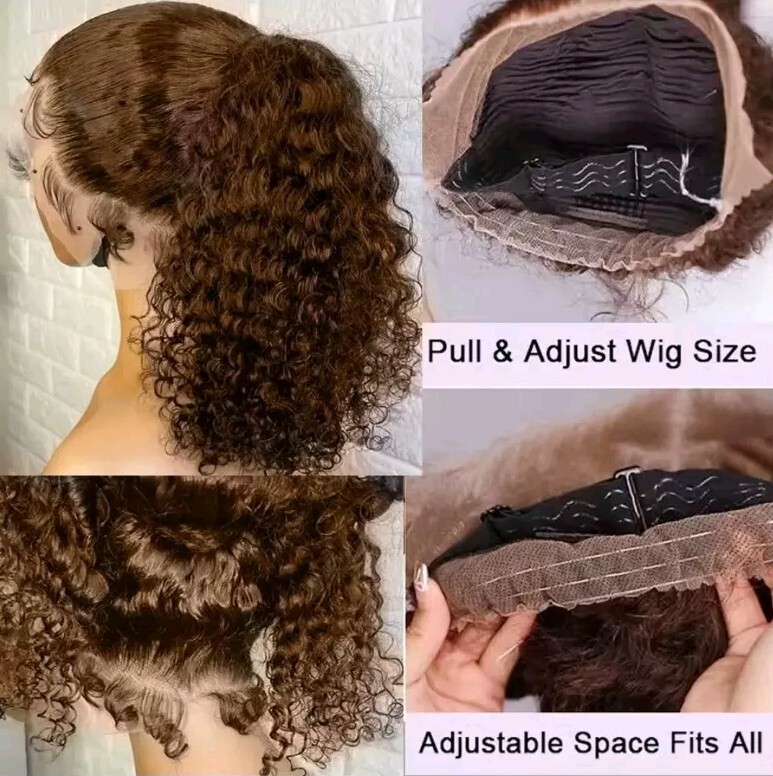 250 Density Invisible Strap 360 Full Lace Chocolate Brown Water Wave Wigs.