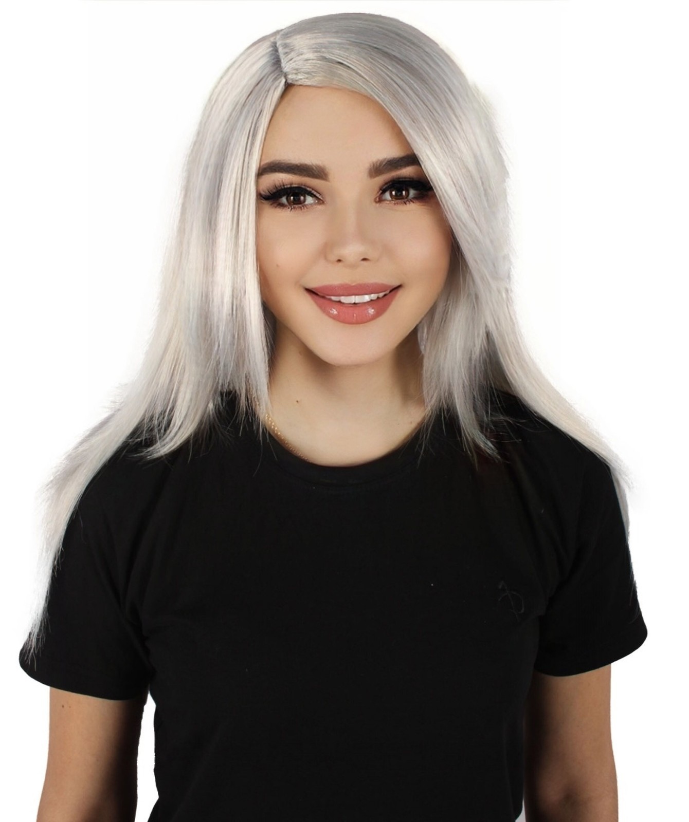 HPO Adult Women’s Grey Straight Wig, Cosplay Wig Standard cap HW-7566