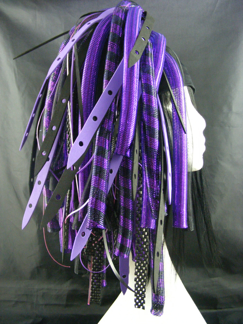 CYBERLOXSHOP PURPLEWEB CYBERLOX CYBER HAIR FALLS DREADS GOTH RAVE PURPLE BLACK