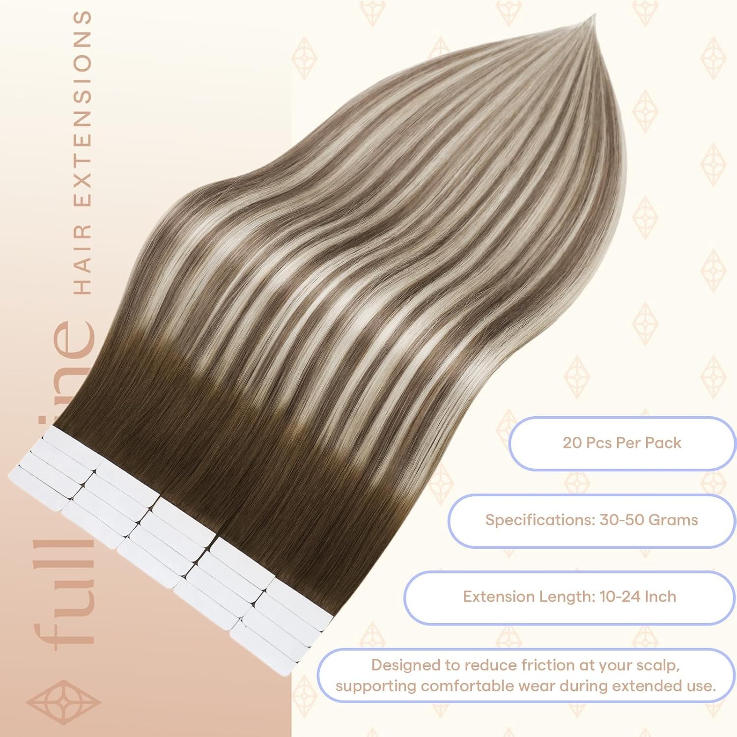 Full Shine Invisible Skin Weft Hair Extensions 18 Inch – 50g for Natural Volume