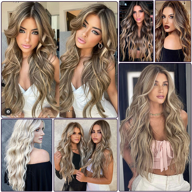4PCS Clip In 100%Real THICK as Human Hair Extension Full Head Highlight Balayage