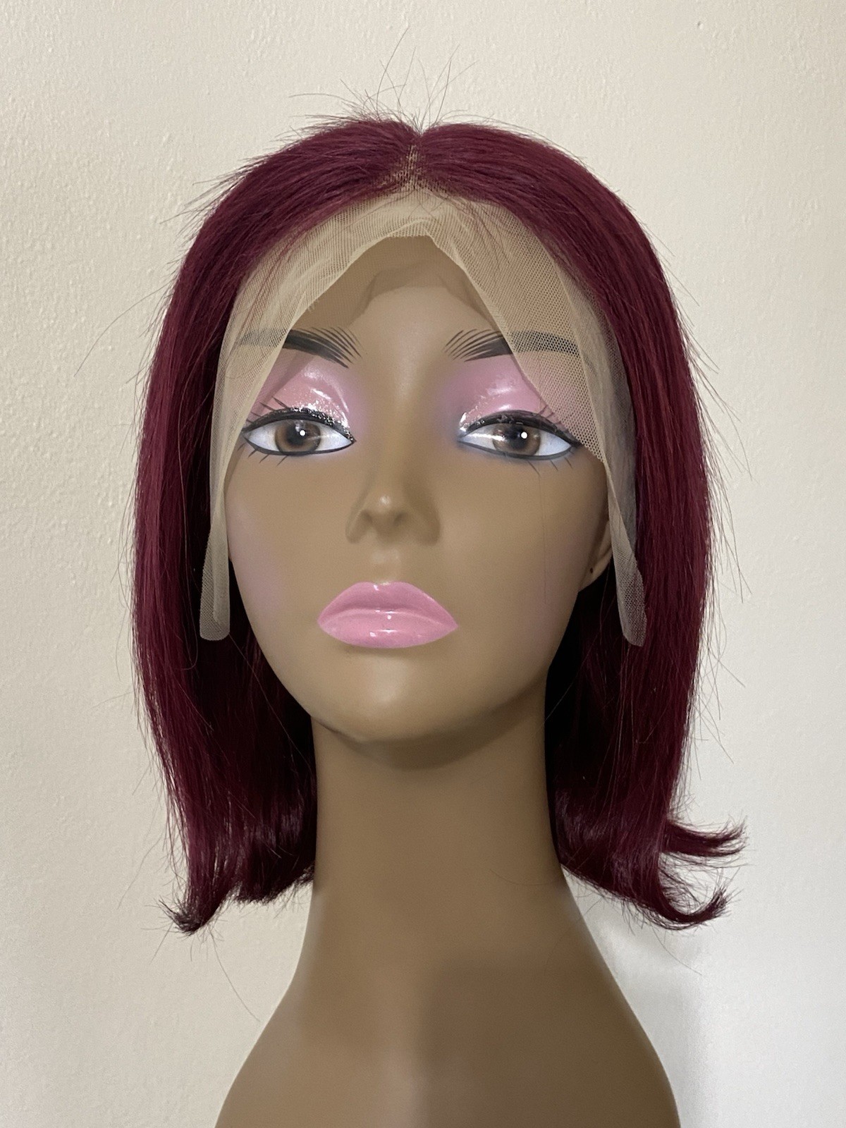 12 Inch Burgundy Red Wig 13×4 Lace Front Wig Human Hair Bob Glue-less Preplucked