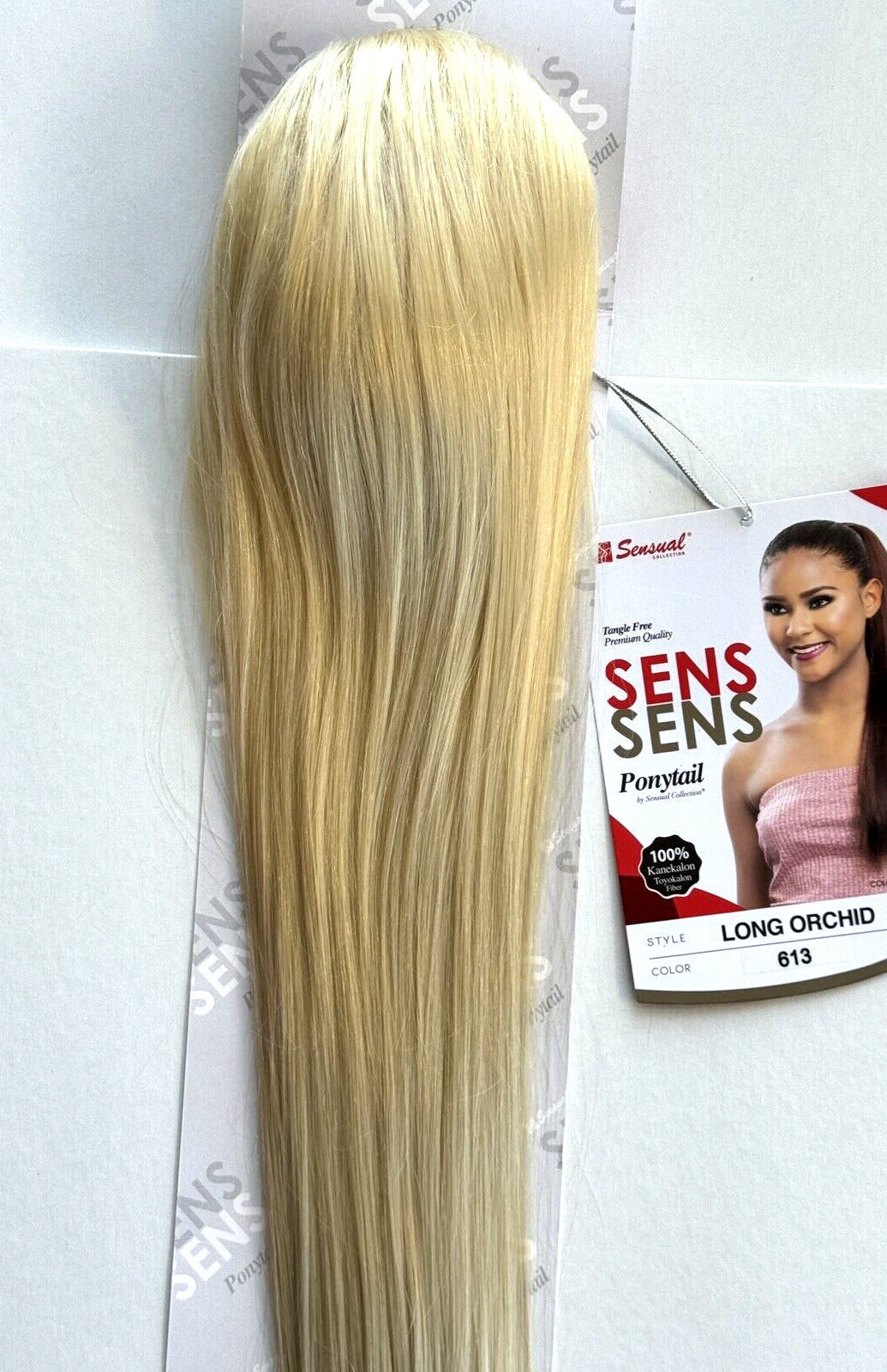 22″ Sensual Collection Draw String Ponytail Bun Hair Platinum Blonde (Color 613)