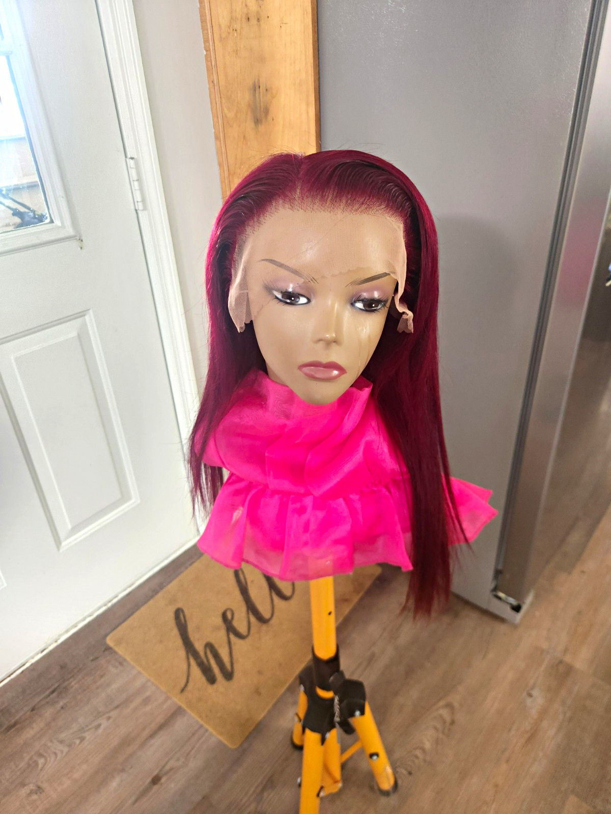 Pre-everything HUMAN BLEND lace Front Wig Straight 99j Free-Part Women