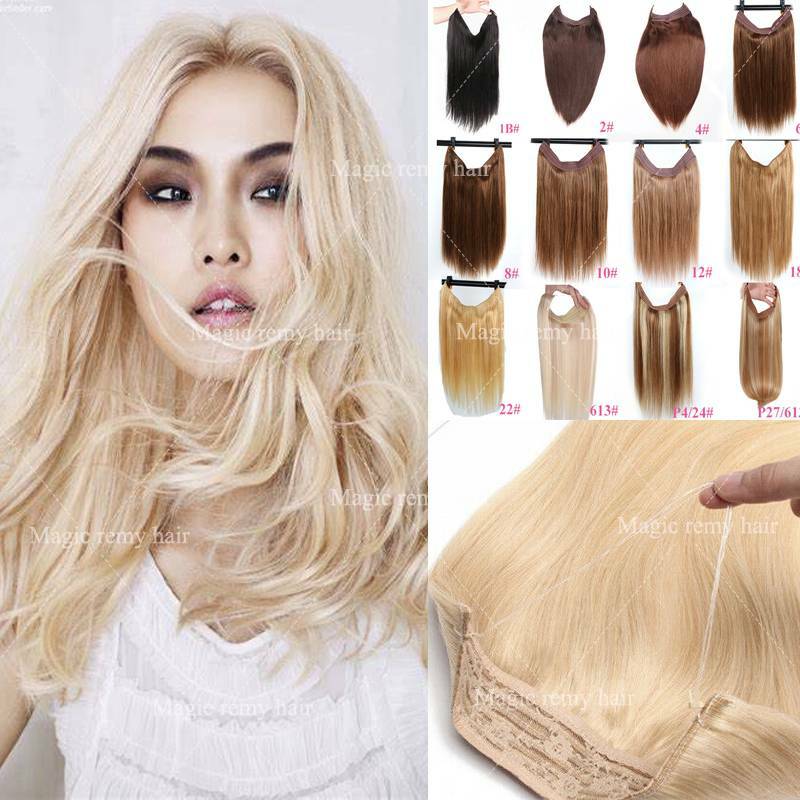 Secret Wire In 100% REAL Human Hair Extensions Hidden 120G Wrap On Band Ombre
