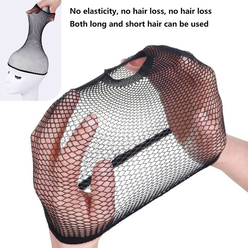 1 Pcs Wig Caps Black Hair Net Stretch Mesh Two End Universal Caps Free Size