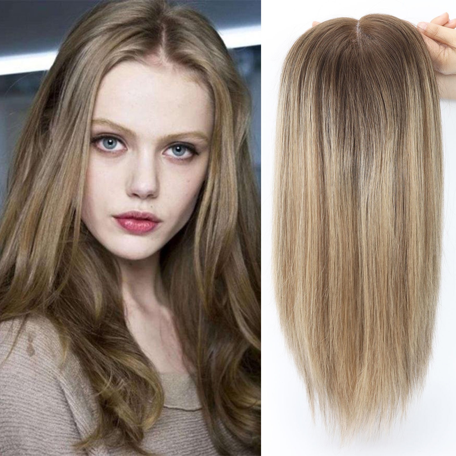 Lace Base Jewish Wig Virgin European Hair #F4 Highlight Thick End Kosher Wig