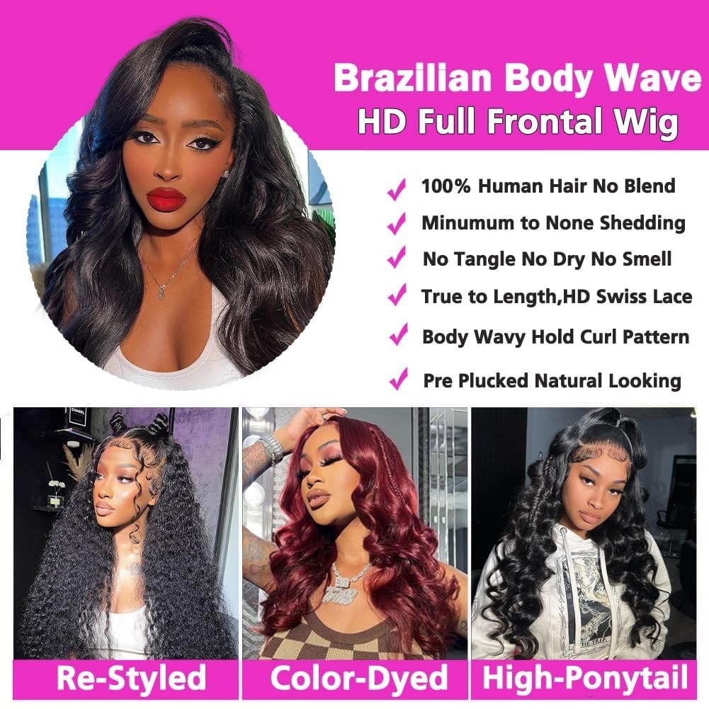 Human Hair Lace Front Wigs 20 Inch Body Wave Glueless Natural Black